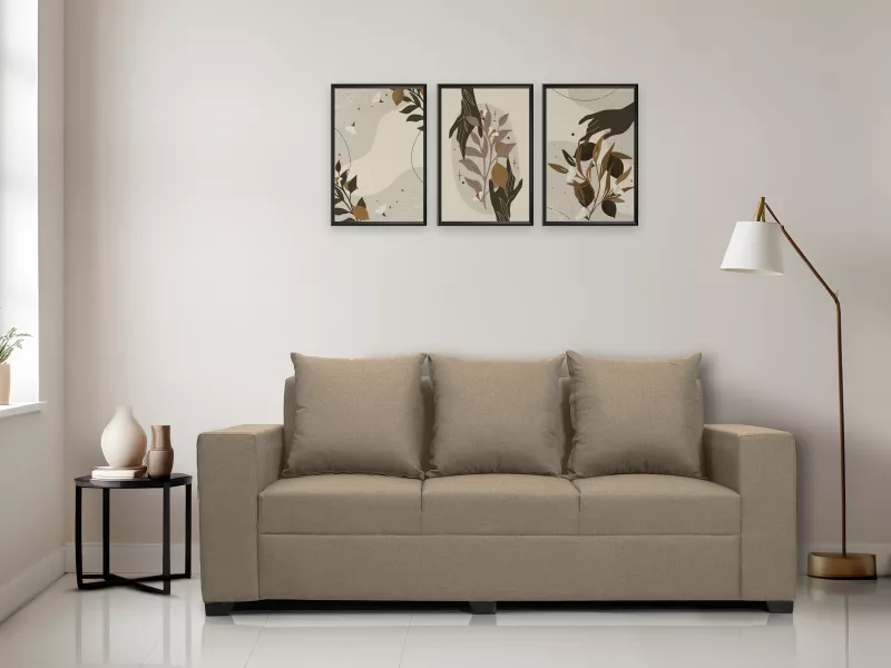 Hugo Upholstered 3 Seater Sofa in Beige Color